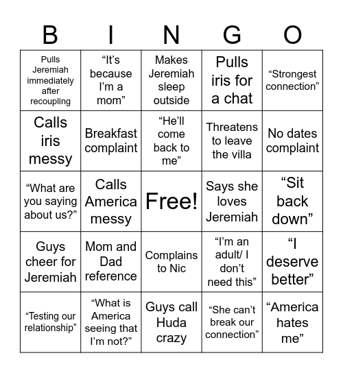 #FreeJeremiah Bingo Card