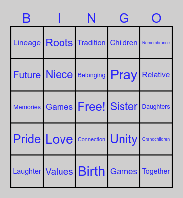 2025 Family BINGO Card
