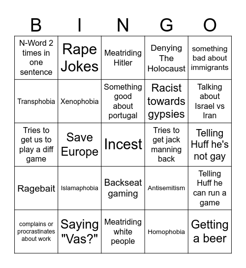 Toni Bingo Card
