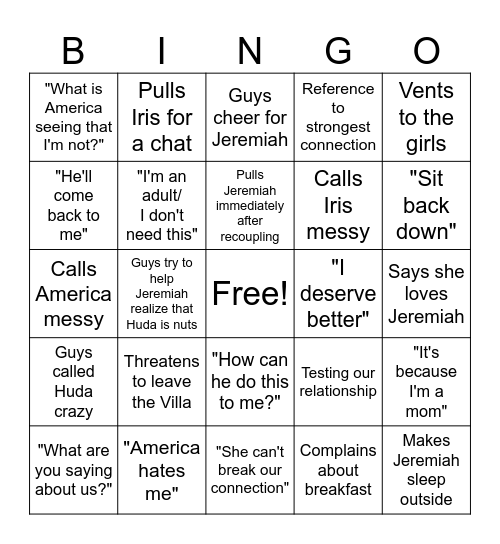 Free Jeremiah Bingo Card