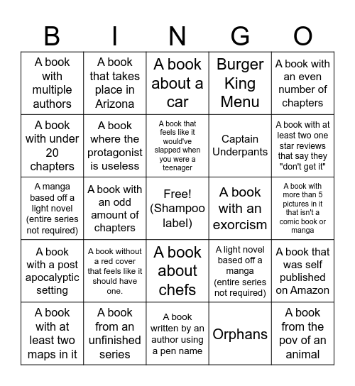 Jacob Bingo Card