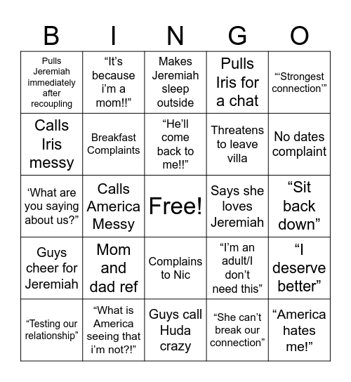 #FreeJeremiah Bingo Card