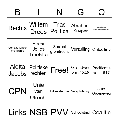 Rechtsstaat en democratie Bingo Card