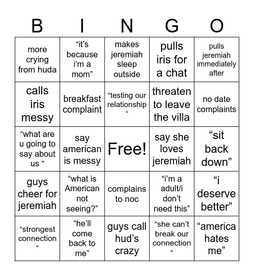 #freejeremiah Bingo Card
