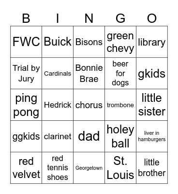birthday bingo Card