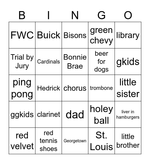 birthday bingo Card