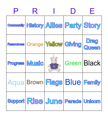 UNITED in PRIDE Bingo Card