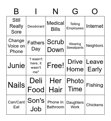 The Return Bingo Card