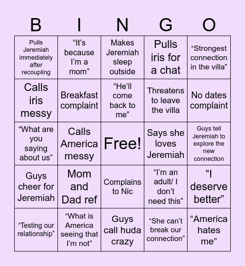 #FreeJeremiah Bingo Card