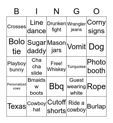 Wedding bingo Card