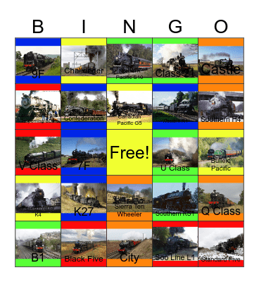 Steam Locomotives with the Number 3 on the Cab Bingo Card