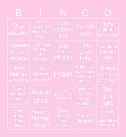 Tonight Bingo Card