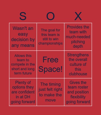 Craig Breslow and Sam Kennedy Press Conference Bingo Card