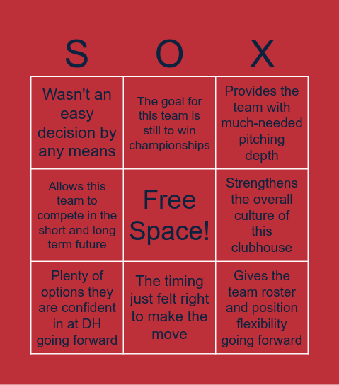 Craig Breslow and Sam Kennedy Press Conference Bingo Card