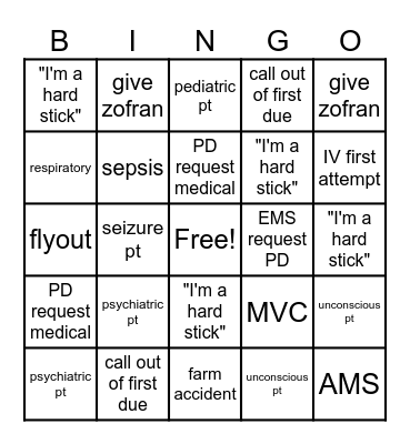 EMS Bingo Card