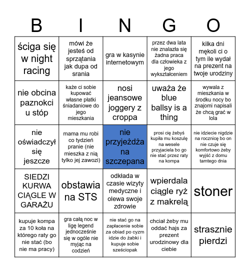 BINGO RED FLAGÓW IMPREZOWNIA X WIELCY WŁODARZE Bingo Card