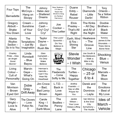 Thirsty For Knowledge Music Bingo Card