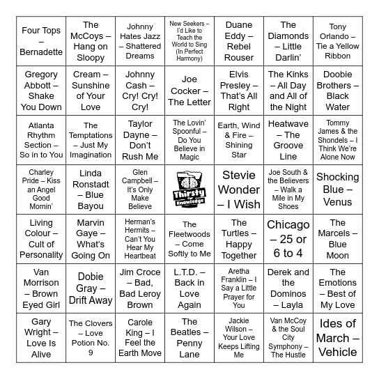 Thirsty For Knowledge Music Bingo Card