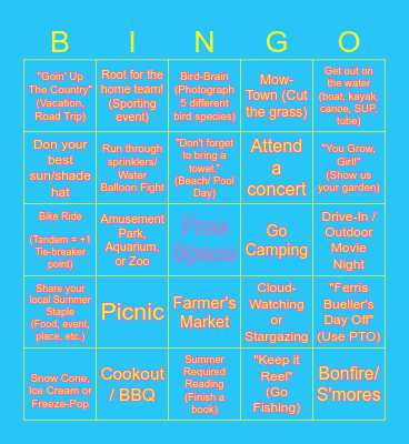 ST Summer Bingo Card