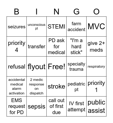 EMS Bingo Card