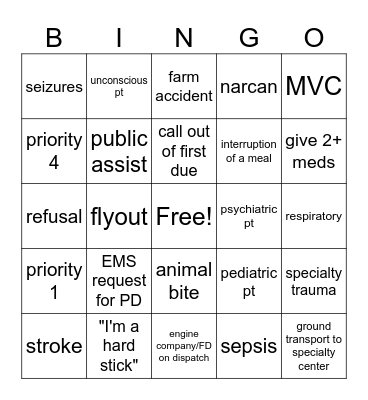 EMS Bingo Card