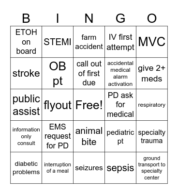 EMS Bingo Card