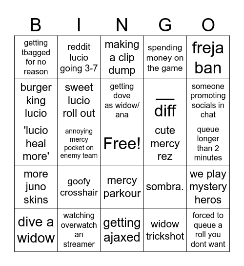 overwatch bingo Card