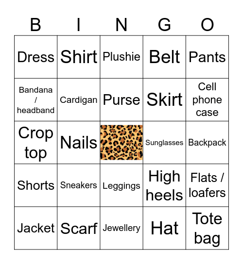 Leopard Bingo Card