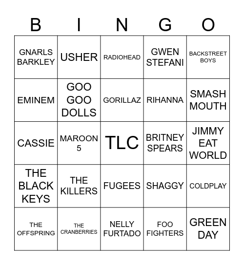 Music Bingo - Millennial Them Bingo Card