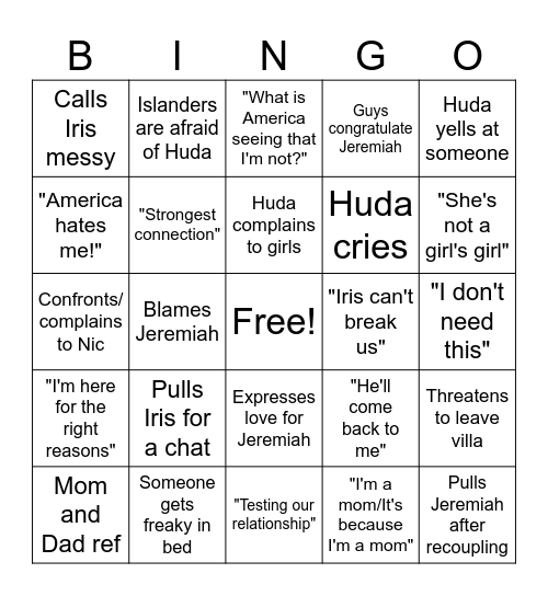 Huda Crashout Bingo Card