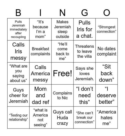 #FreeJeremiah Bingo Card