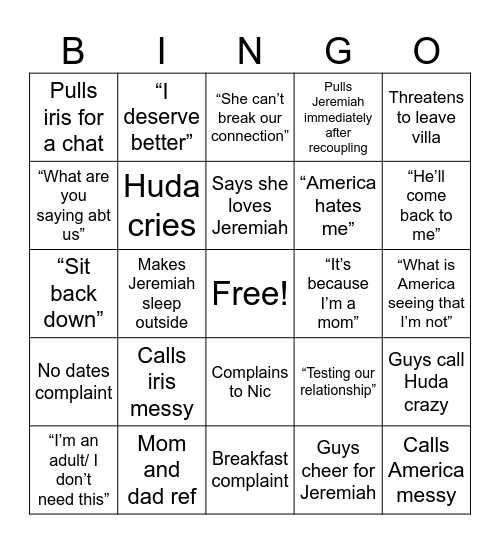 #FreeJeremiah Bingo Card