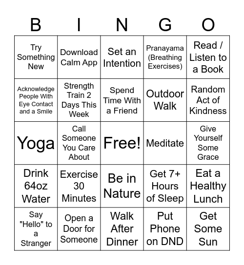 CVS / Cardiology Wellness Bingo Card