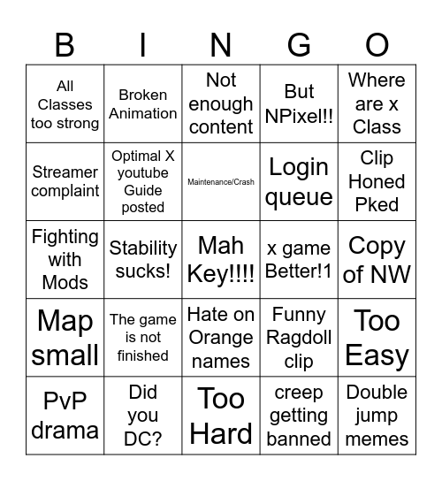 CBT Weekend #general-chat complaints Bingo Card