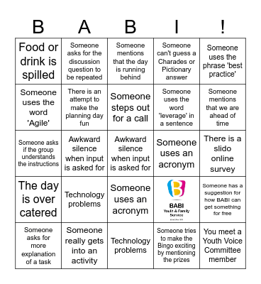 BABI Board and Staff Strategy Day Bingo Card
