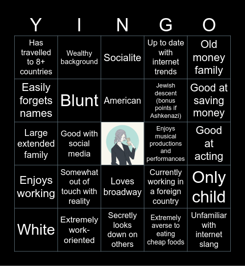 Yugo Tenenbaum bingo Card