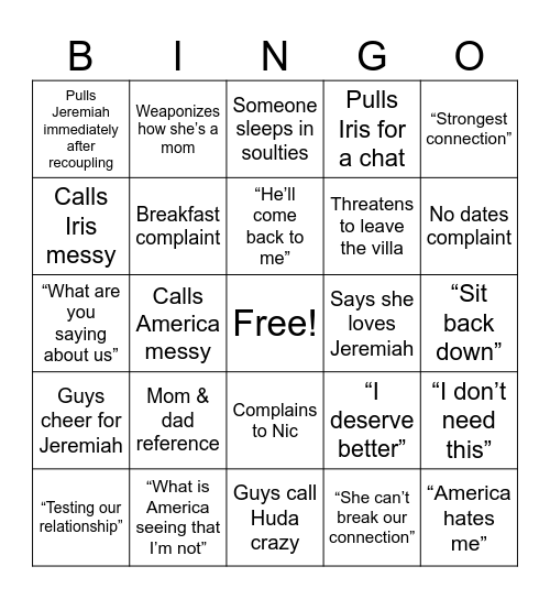 #FreeJeremiah Bingo Card