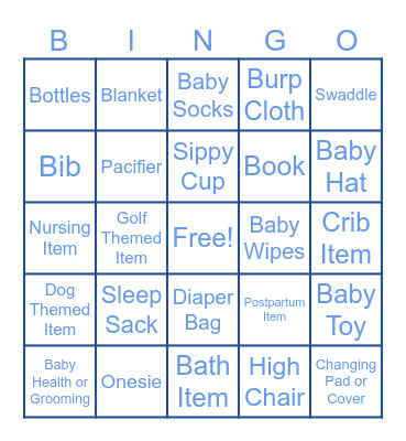 Baby Shower Bingo Card