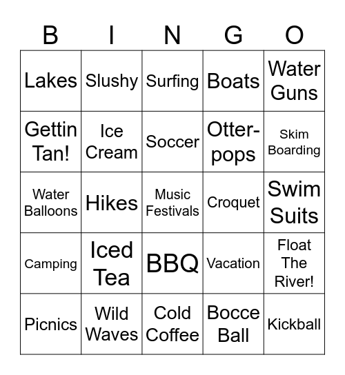 Summer Bingo Card