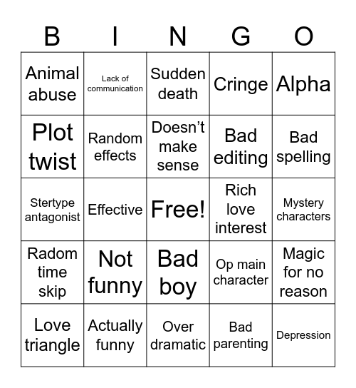 Gacha mini movie Bingo Card