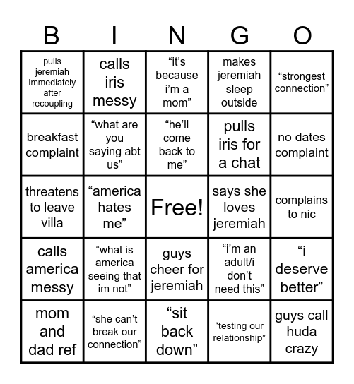 #Free Jeremiah Bingo Card