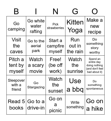 Summer 2025 Bingo Card