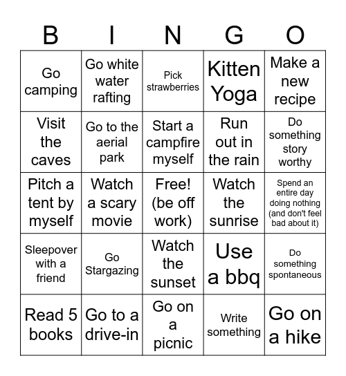 Summer 2025 Bingo Card
