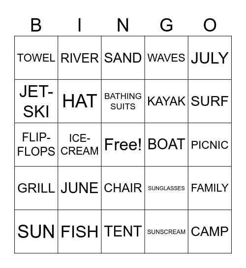 SUMMER EXPLORERS Bingo Card