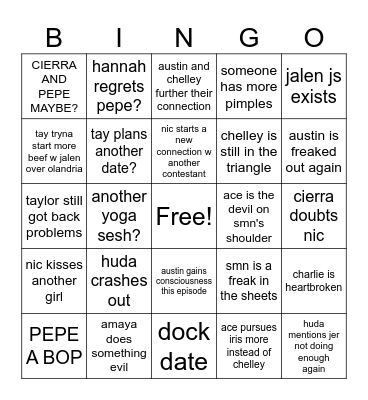 love island s7 ep12 bingo Card