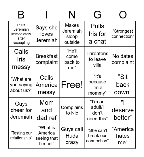 #freejeremiah Bingo Card