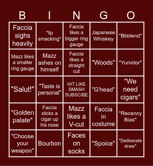 Holt's Video Bingo Card