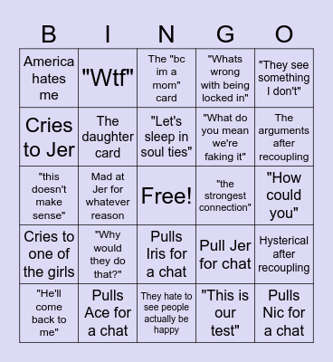 Huda Love Island Bingo Card