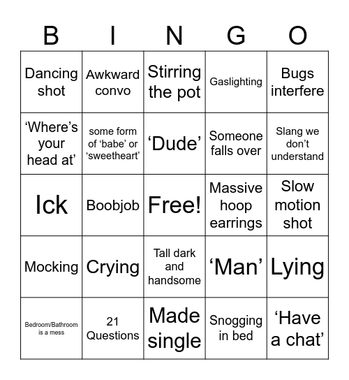 Love Island Bingo Card