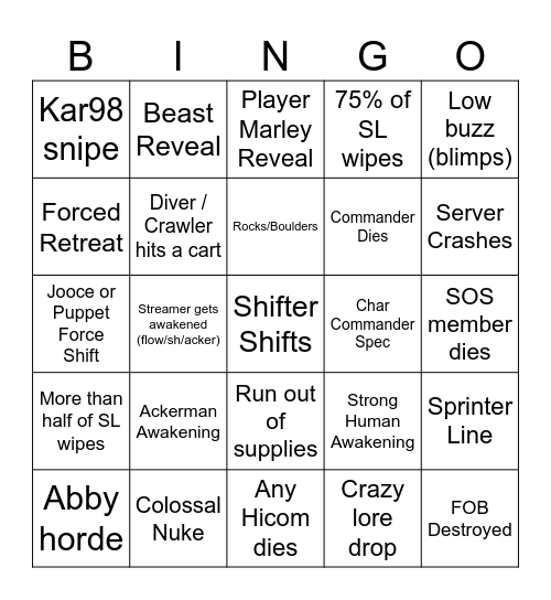 SL 10th expo Bingo Card (good) Bingo Card